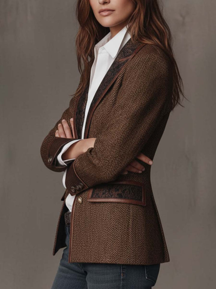 Women’s Herringbone Print Tailored Blazer