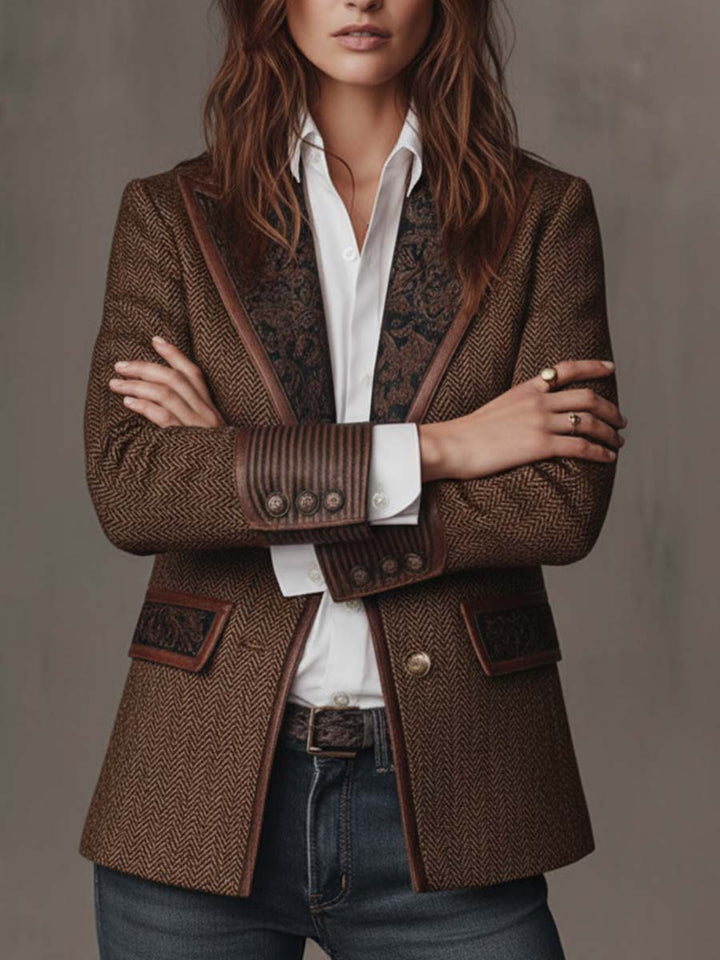 Women’s Herringbone Print Tailored Blazer