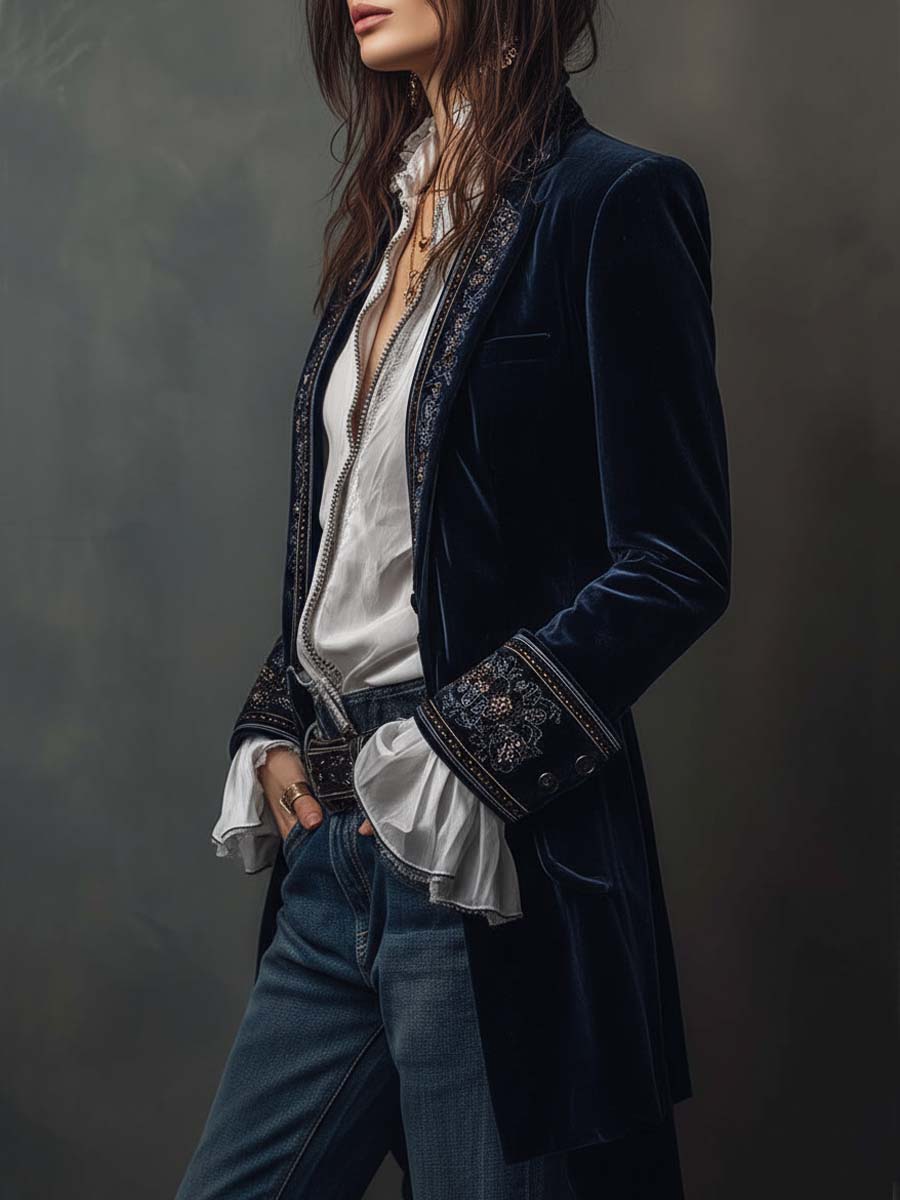Women’s Vintage Embroidered Longline Jacket