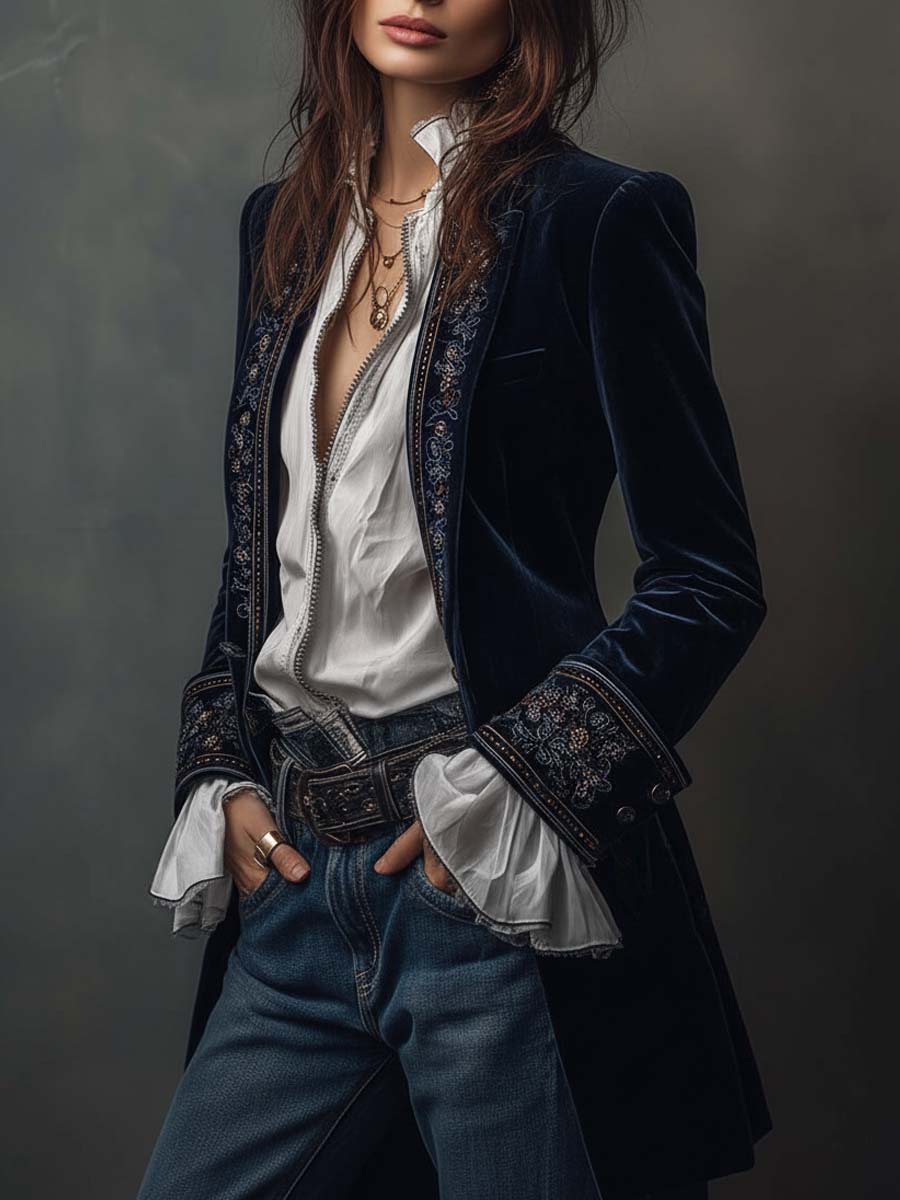 Women’s Vintage Embroidered Longline Jacket
