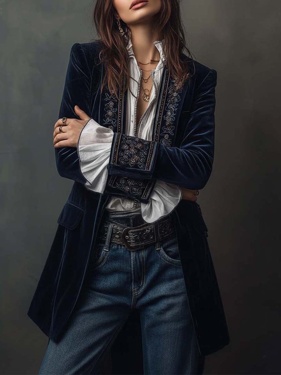 Women’s Vintage Embroidered Longline Jacket