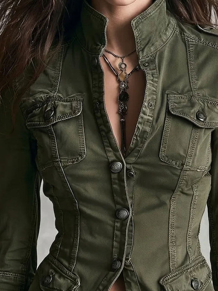 Women’s Army Green Utility Multi Pocket Jacket