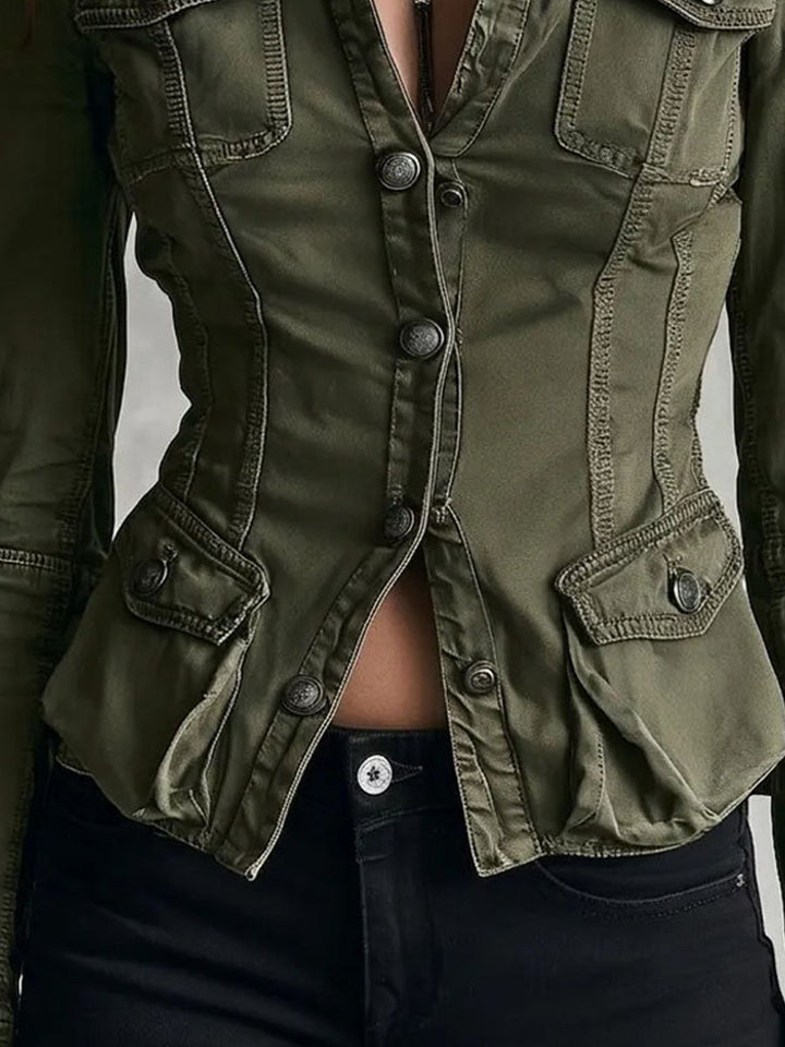 Women’s Army Green Utility Multi Pocket Jacket