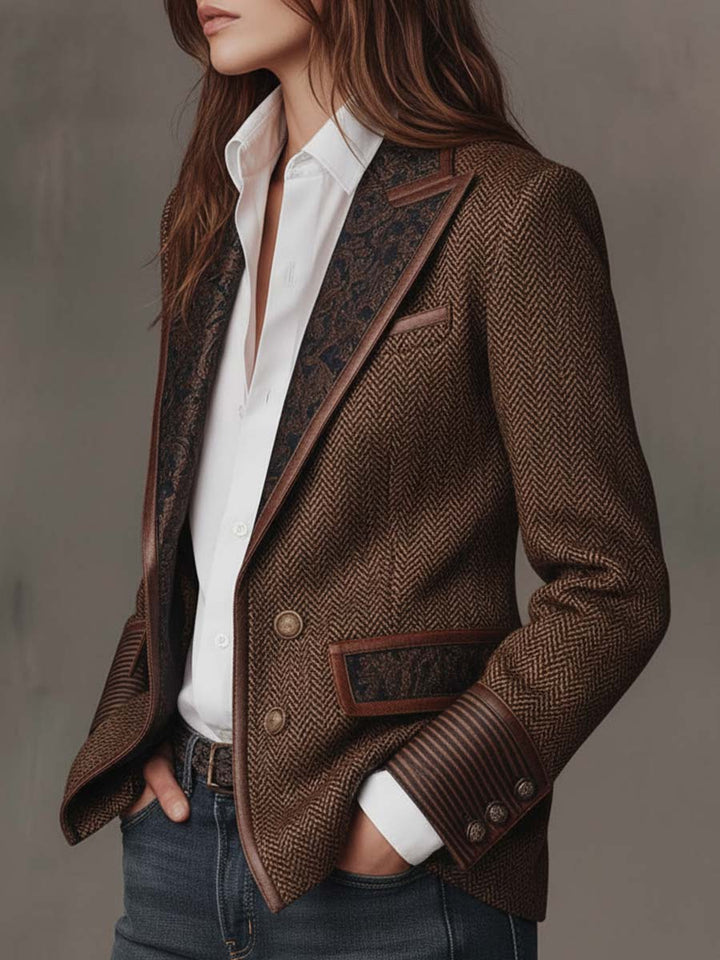 Women’s Herringbone Print Tailored Blazer
