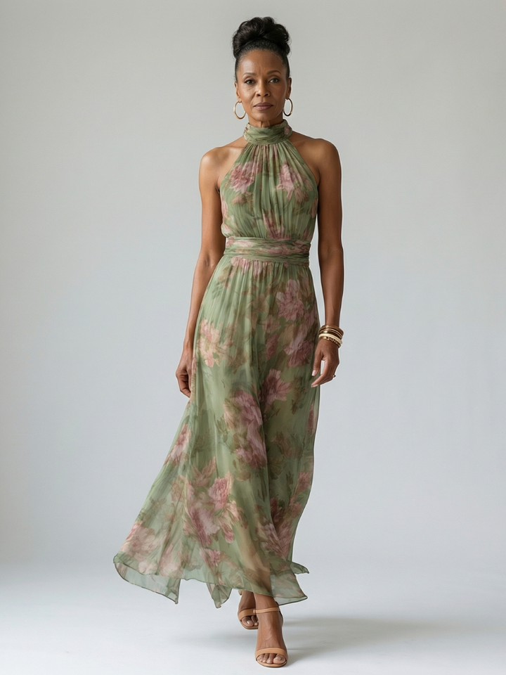 Women’s Ruched Halter Midi Dress