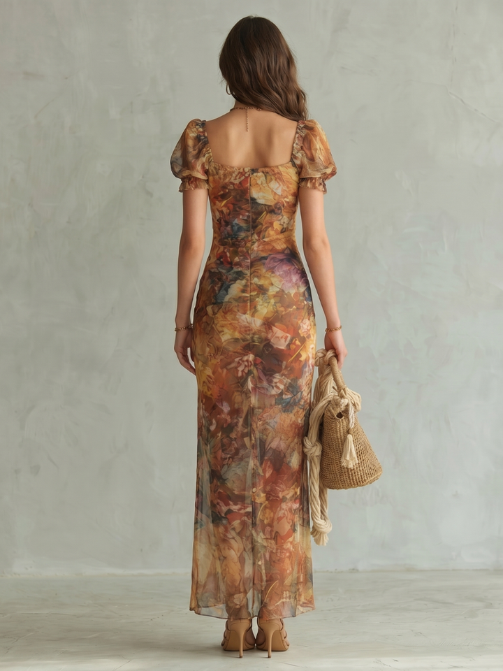 Women’s Ruffled Slit Midi Dress