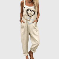 Women’s Soft Heart Print Casual Jumpsuit