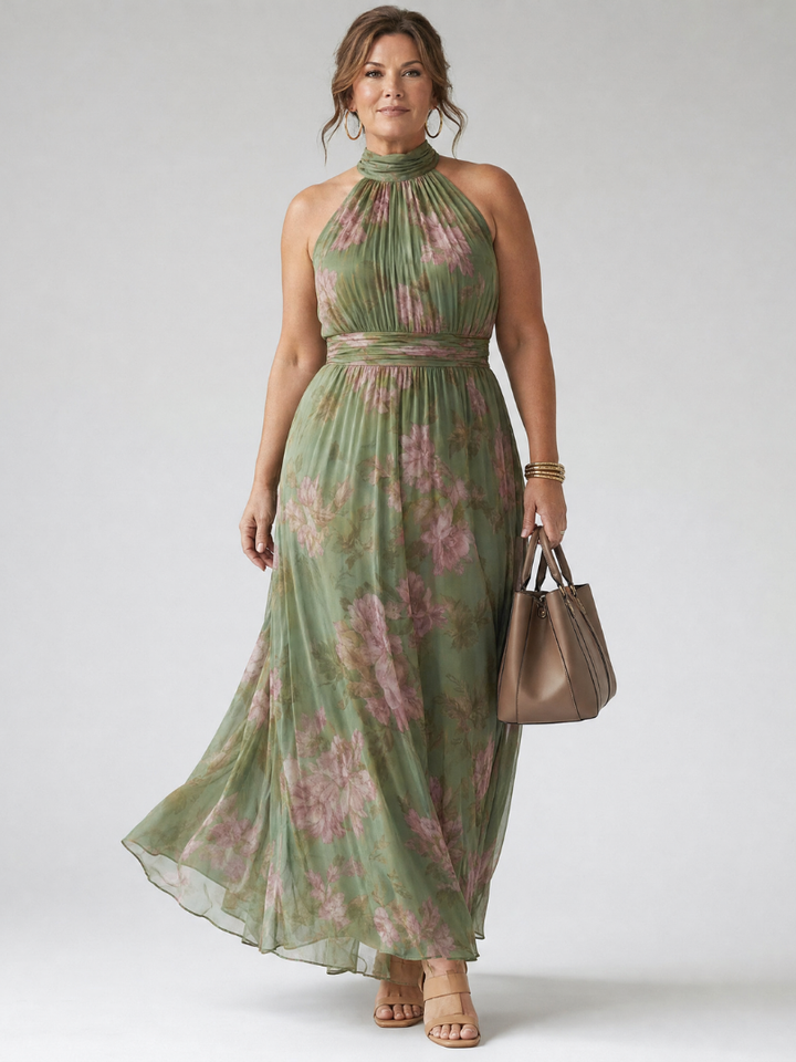 Women’s Ruched Halter Midi Dress