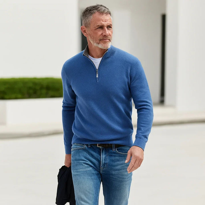 Men’s Half-Zip Long Sleeve Mock Neck Pullover