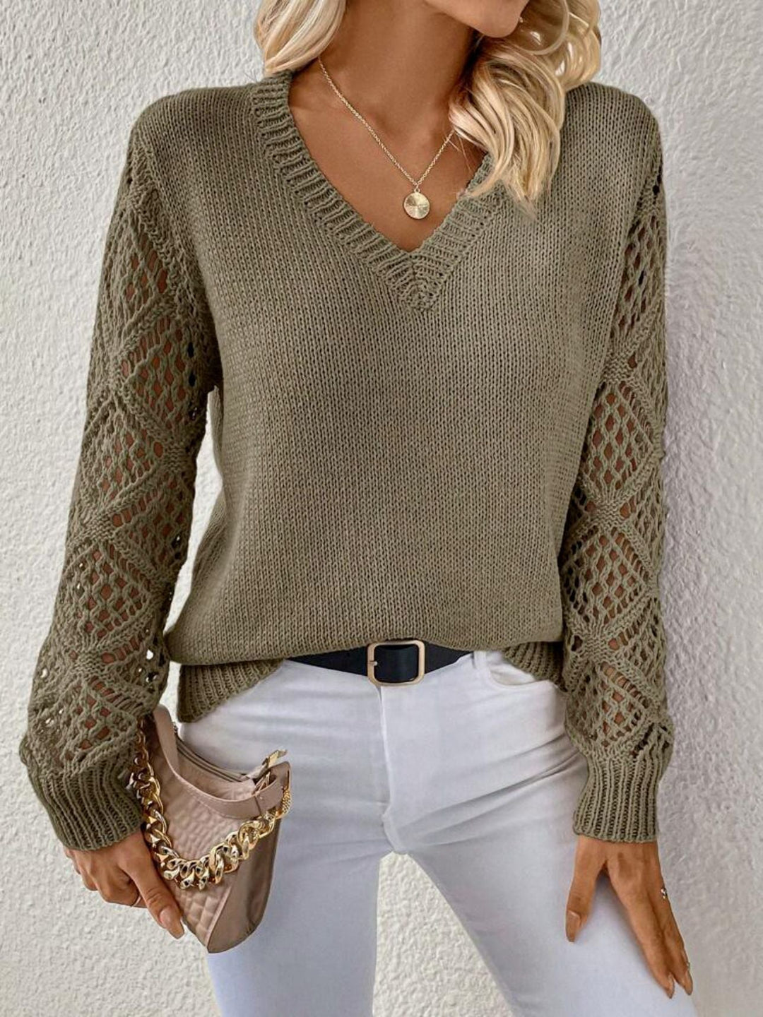 Women’s Soft V-Neck Knit Pullover Sweater