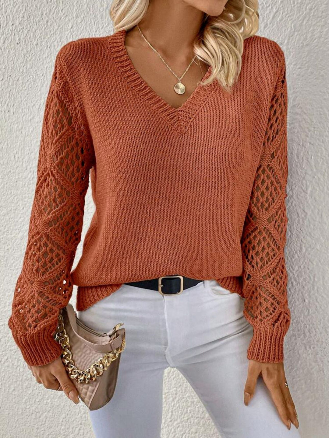 Women’s Soft V-Neck Knit Pullover Sweater