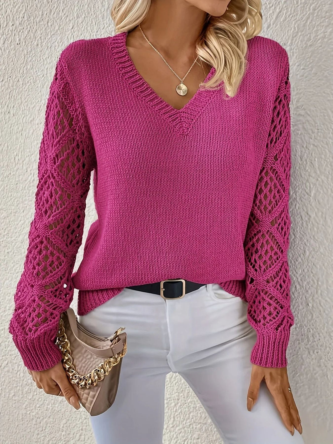 Women’s Soft V-Neck Knit Pullover Sweater