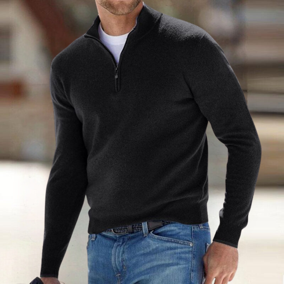 Men’s Half-Zip Long Sleeve Mock Neck Pullover