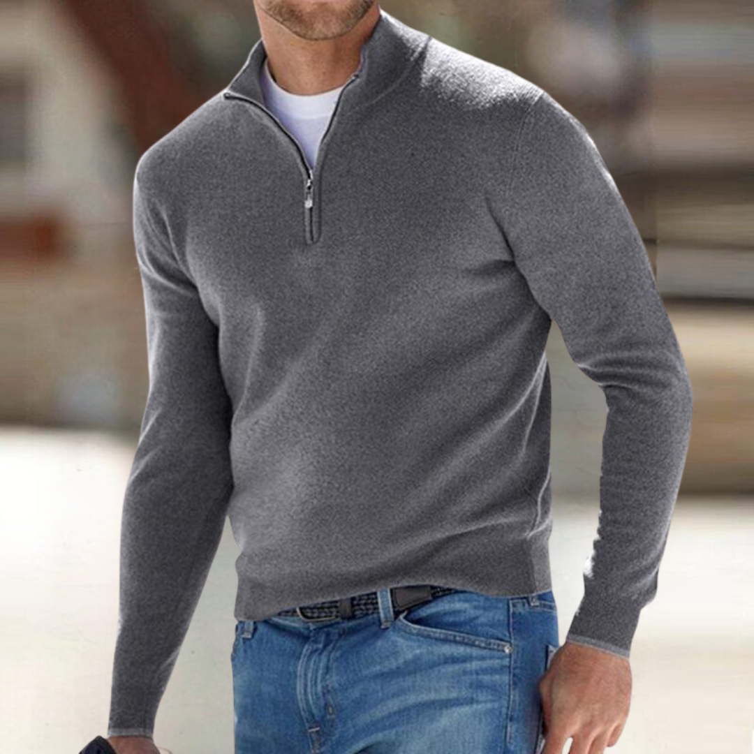 Men’s Half-Zip Long Sleeve Mock Neck Pullover