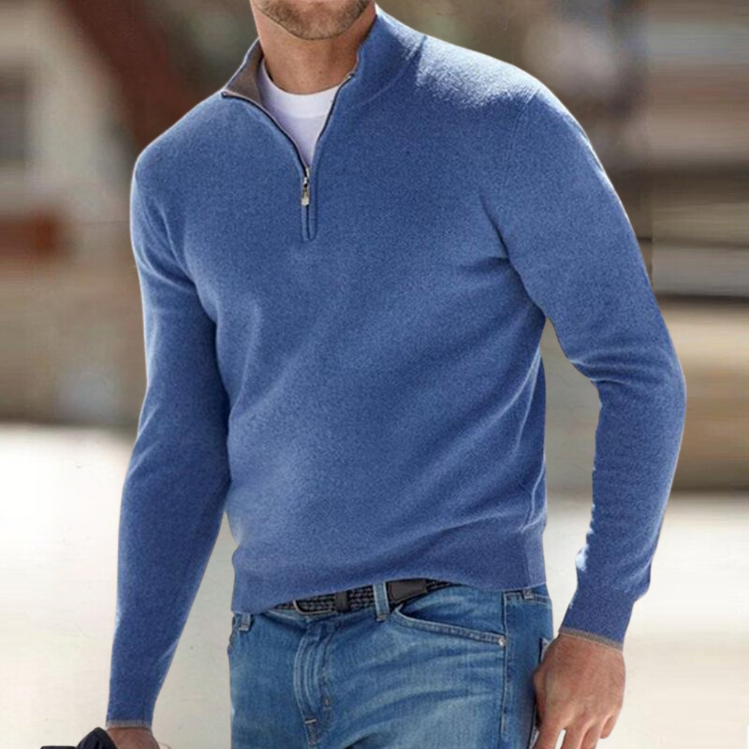 Men’s Half-Zip Long Sleeve Mock Neck Pullover