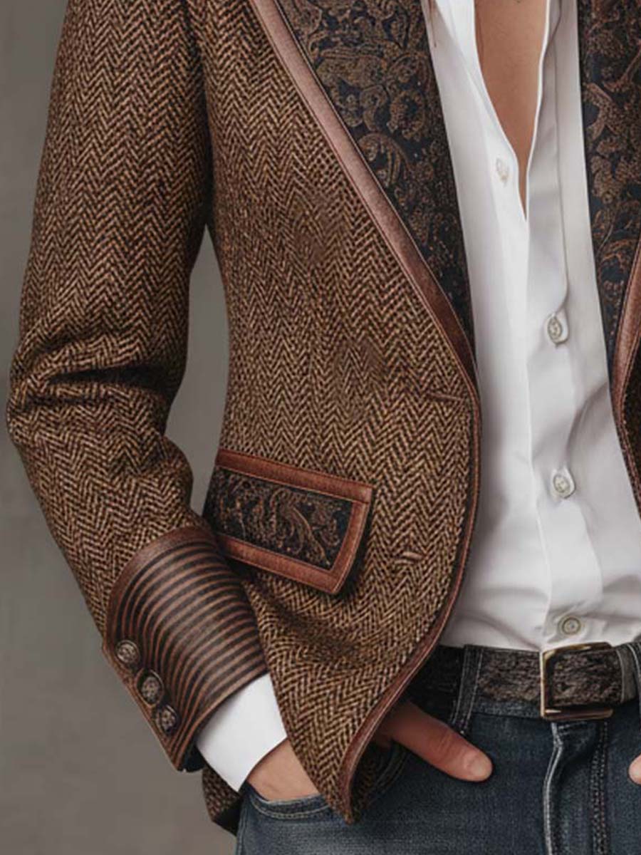 Women’s Herringbone Print Tailored Blazer