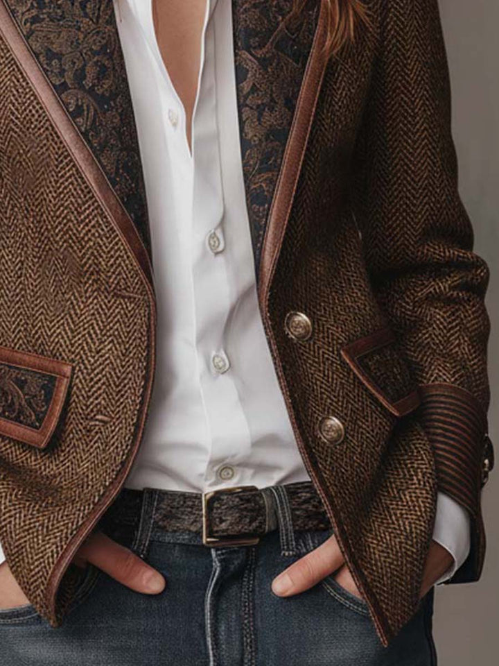 Women’s Herringbone Print Tailored Blazer